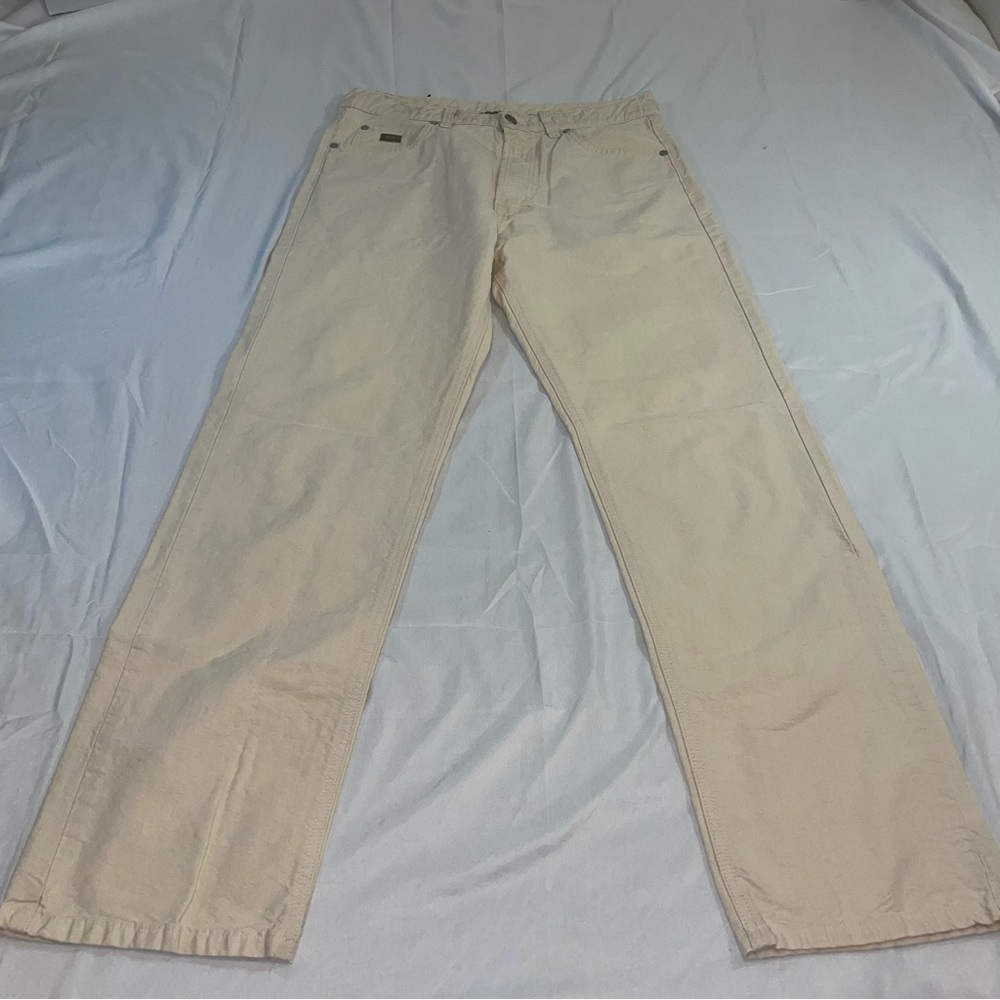 Hugo Boss Alabama Mens Beige Cotton Straight Leg Pants 34x32 Tan 50196310